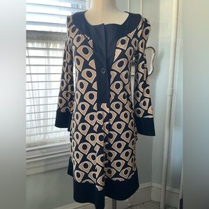 Diane von Furstenberg Dress Silk Dilly Long Sleeve Shift Mocha Pockets 0 vintage